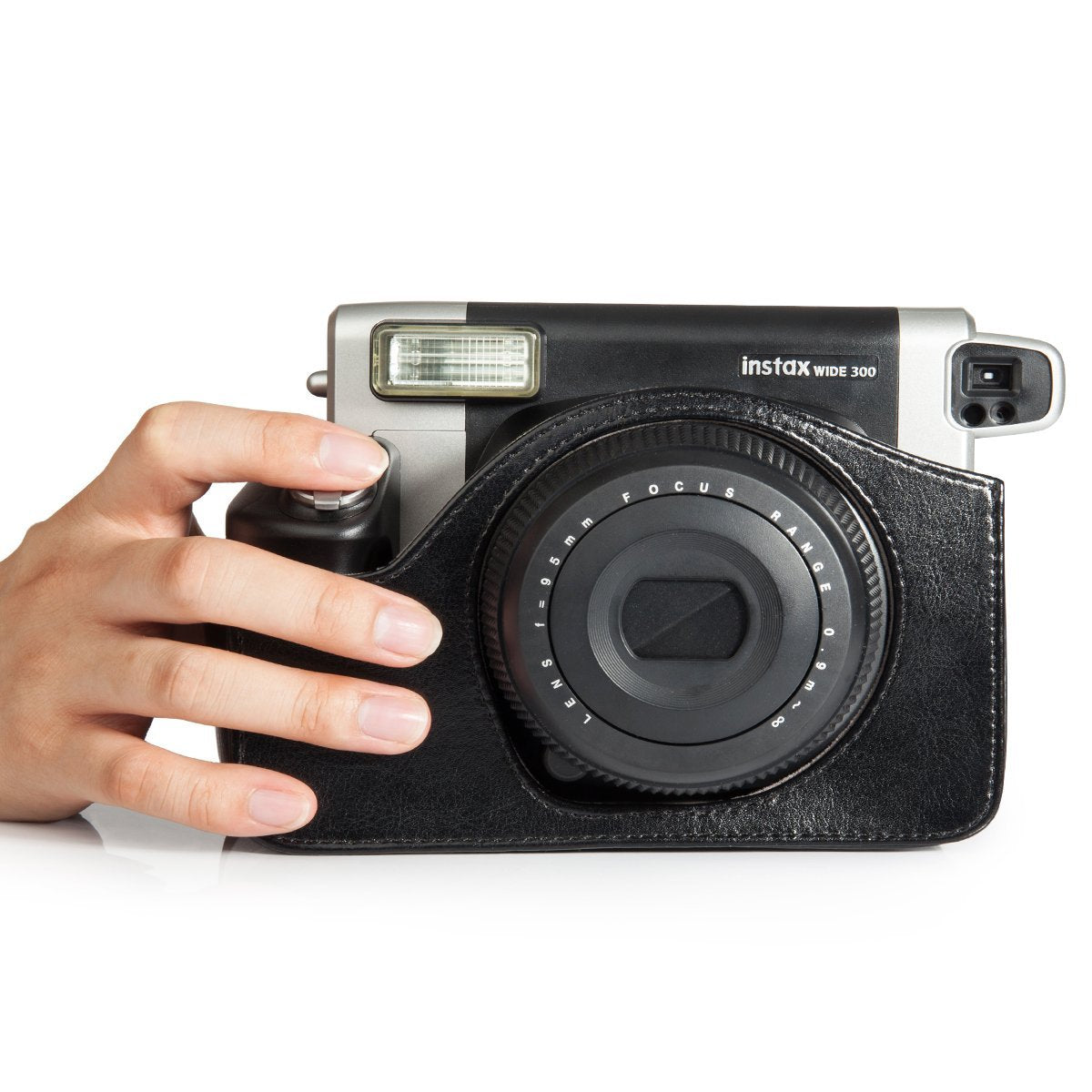 ZIKKON PU Leather Camera Case Compatible with Wide 300 Instant Camera Bag with Shoulder Strap_Black