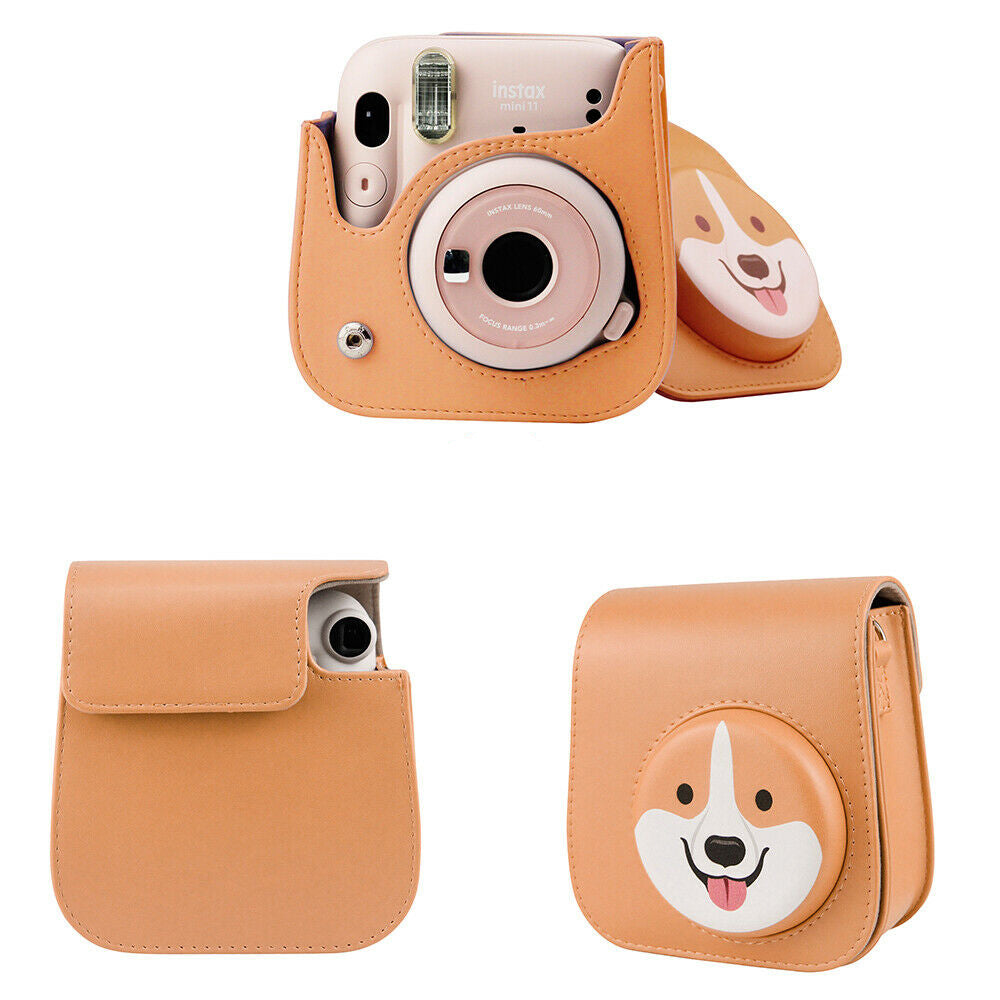 Zenko Instax mini 11 Camera PU Leather Case Bag Brown corgi