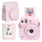 Zikkon Instax Mini 12 Protective Camera Case PU Leather Carrying Bag with 64 Pockets Photo Album Blossom Pink