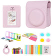 Zikkon Instax Mini 12 Protective Camera Case PU Leather Carrying Bag with Photo Album and Accessories Kits Pink