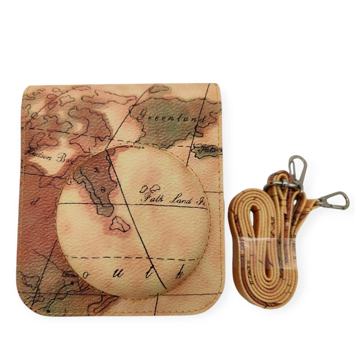 ZIKKON Instax Mini 12 Protective Camera Case PU Leather Carrying Bag_Map 