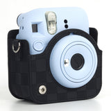 Zikkon Instax Mini 12 Protective Camera Case PU Leather Checkerboard Style Carrying Bag Black