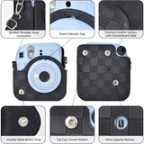 Zikkon Instax Mini 12 Protective Camera Case PU Leather Checkerboard Style Carrying Bag Black