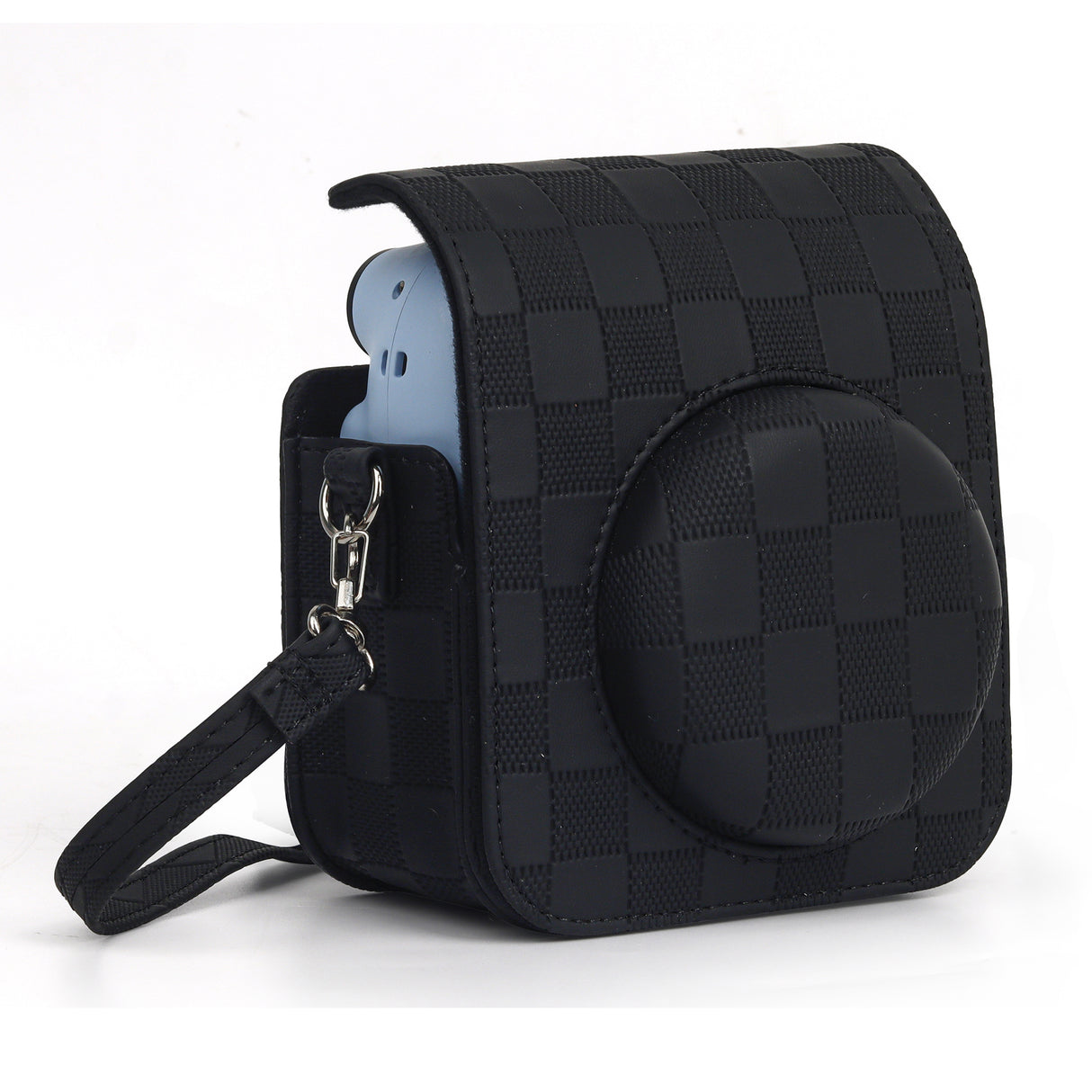 Zikkon Instax Mini 12 Protective Camera Case PU Leather Checkerboard Style Carrying Bag Black