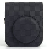 Zikkon Instax Mini 12 Protective Camera Case PU Leather Checkerboard Style Carrying Bag Black