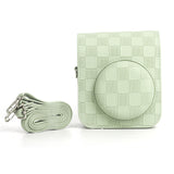 Zikkon Instax Mini 12 Protective Camera Case PU Leather Checkerboard Style Carrying Bag Green