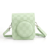 Zikkon Instax Mini 12 Protective Camera Case PU Leather Checkerboard Style Carrying Bag Green