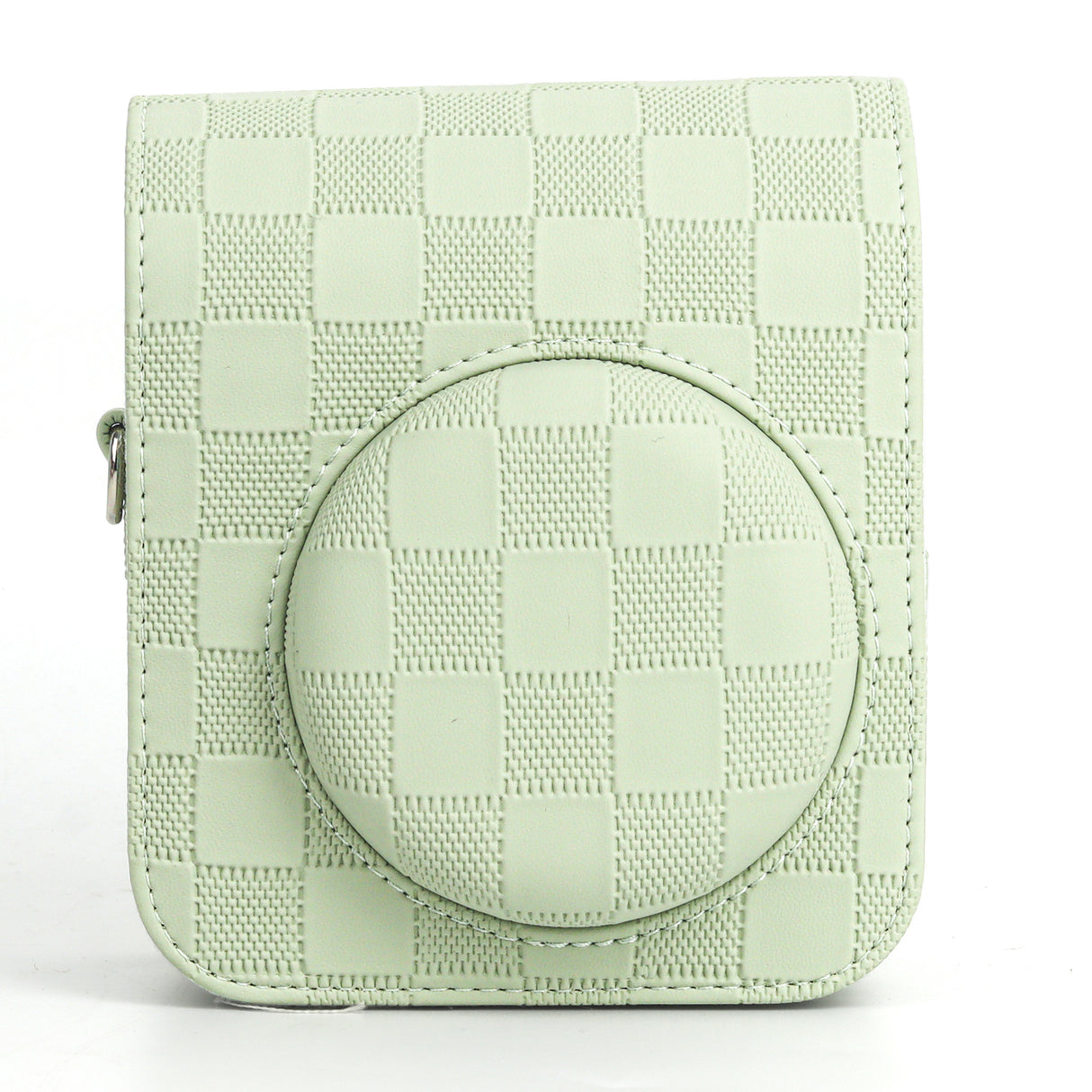 Zikkon Instax Mini 12 Protective Camera Case PU Leather Checkerboard Style Carrying Bag Green