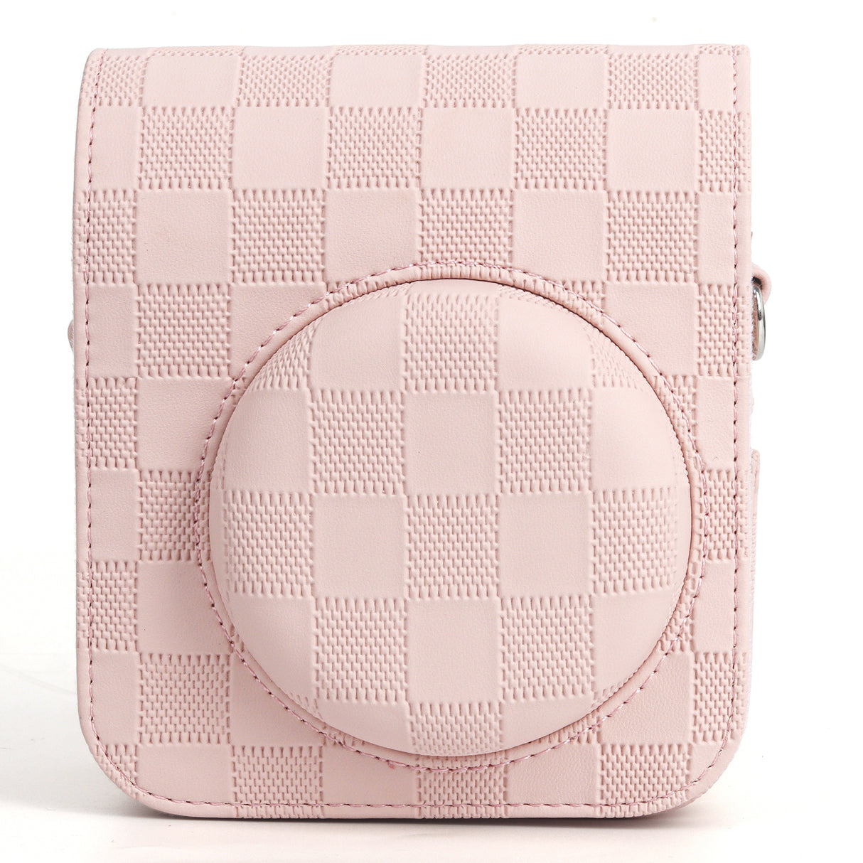 Zikkon Instax Mini 12 Protective Camera Case PU Leather Checkerboard Style Carrying Bag Pink