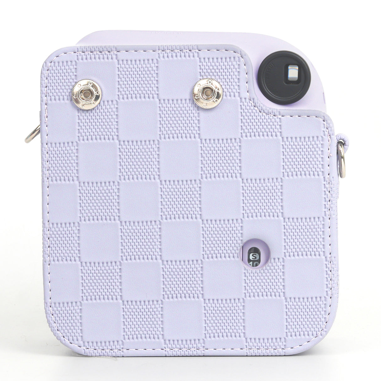 Zikkon Instax Mini 12 Protective Camera Case PU Leather Checkerboard Style Carrying Bag Purple