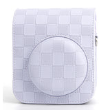 Zikkon Instax Mini 12 Protective Camera Case PU Leather Checkerboard Style Carrying Bag Purple