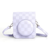 Zikkon Instax Mini 12 Protective Camera Case PU Leather Checkerboard Style Carrying Bag Purple