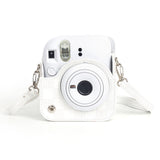 Zikkon Instax Mini 12 Protective Camera Case PU Leather Checkerboard Style Carrying Bag white