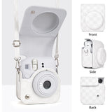 Zikkon Instax Mini 12 Protective Camera Case PU Leather Checkerboard Style Carrying Bag white