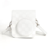 Zikkon Instax Mini 12 Protective Camera Case PU Leather Checkerboard Style Carrying Bag white