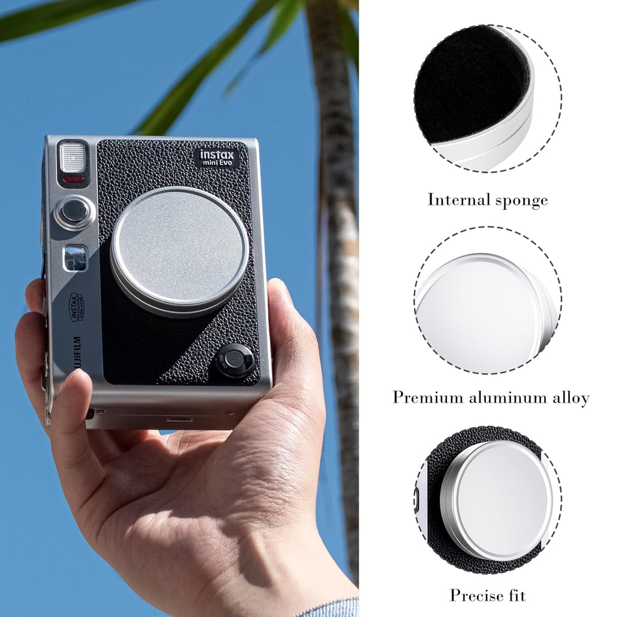 Zikkon Instax Mini Evo Lens Cap (silver)