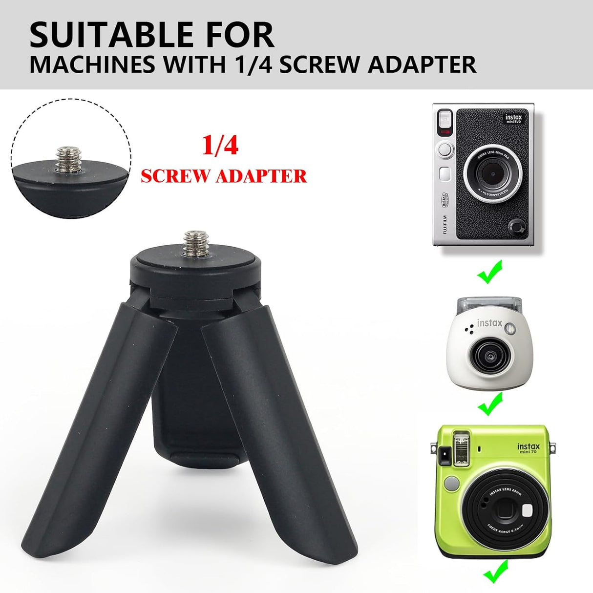 Zikkon Mini Tripod for Fujifilm Instax Mini Evo/99/PAL/70/LOMO Instant Camera (Black)
