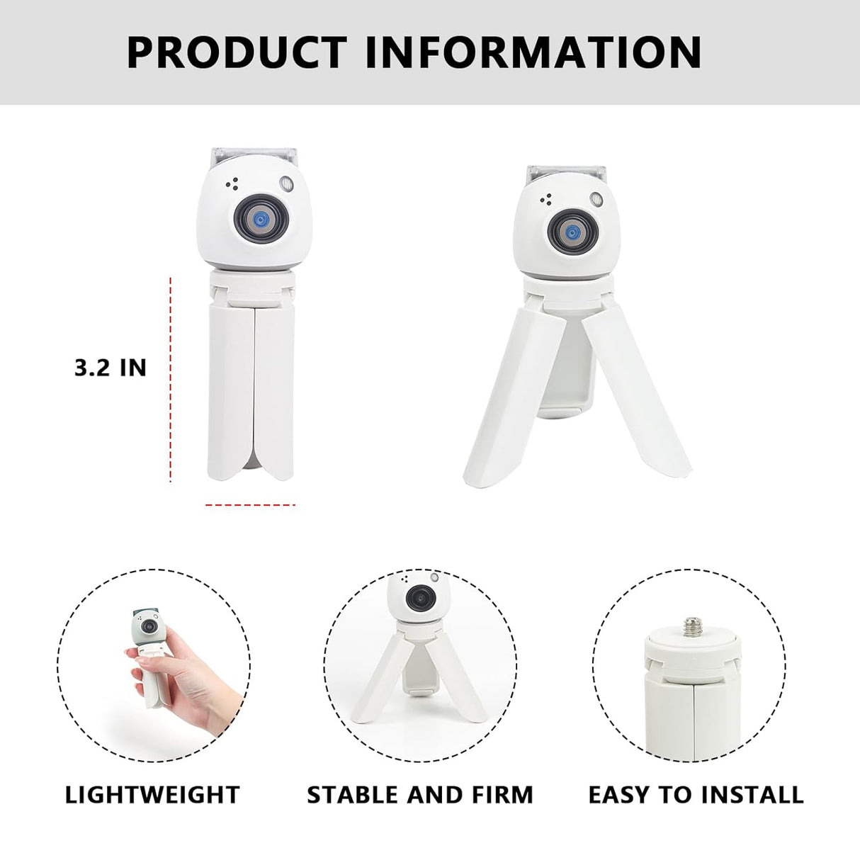 Zikkon Mini Tripod for Fujifilm Instax Mini Evo/99/PAL/70/LOMO Instant Camera (White)
