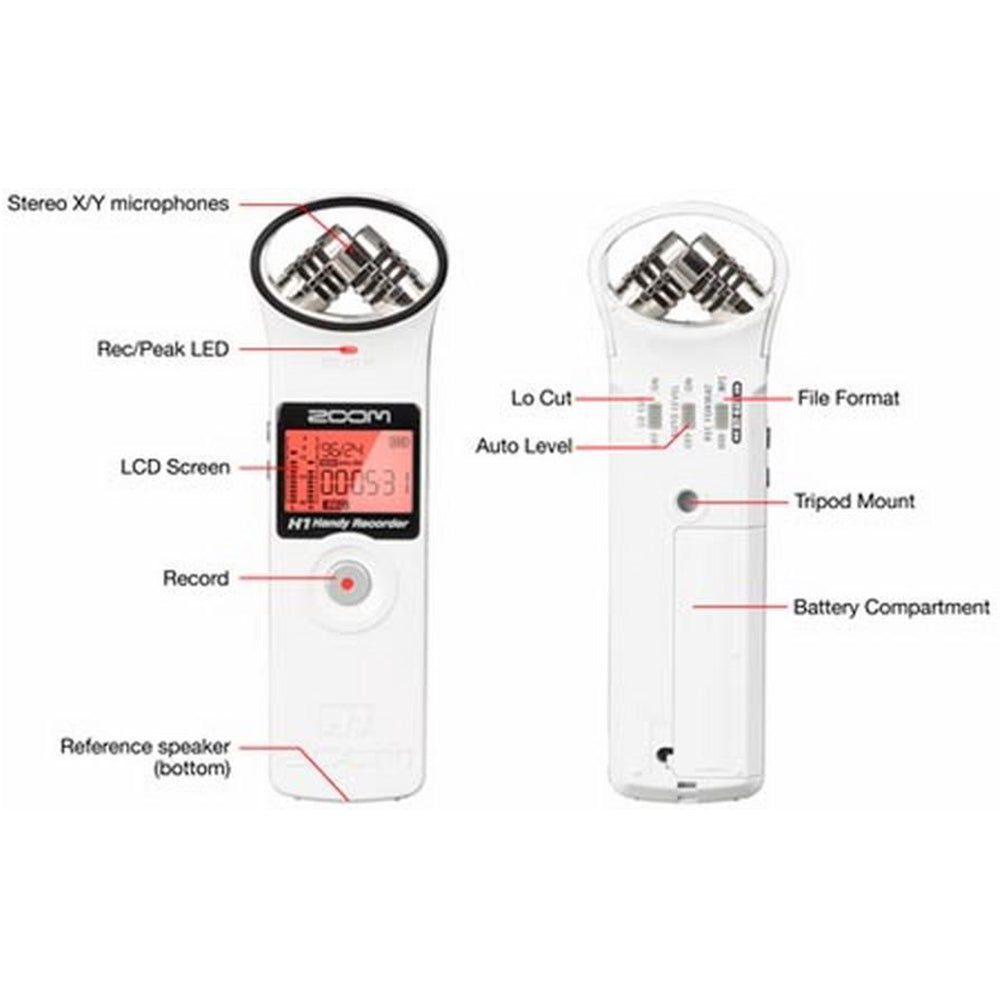 Zoom H1 Ultra-Portable Digital Audio Recorder (White)