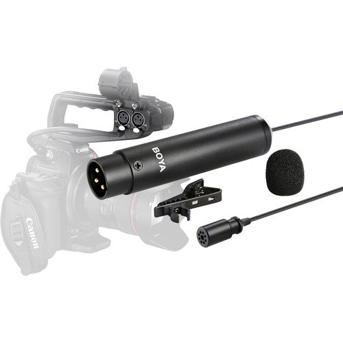 BOYA BY-M4C Phantom Power Clip-On Cardioid XLR Lavalier Microphone for Canon Sony Panasonic Camcorders ZOOM H4n H5 H6 TASCAM Audio Recorders