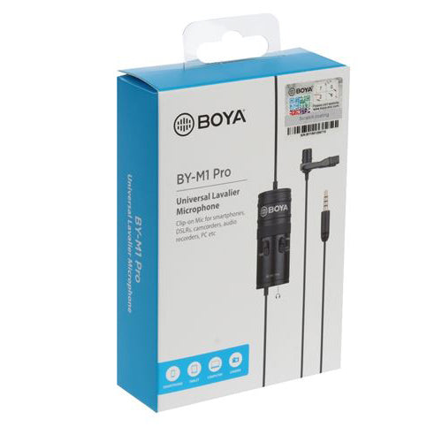 BOYA BY-M1 Pro Omnidirectional Lavalier Condenser Microphone with Gain control, Headphone-out, Noise cancellation for Smartphone DSLR Camera Camcorder Audio Recorder YouTube(20ft Cable) Microphone