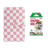 Fujifilm Instax Mini 10X1 Instant Film With 96-Sheets Album For Mini Film (3 inch) Pink Checkboard