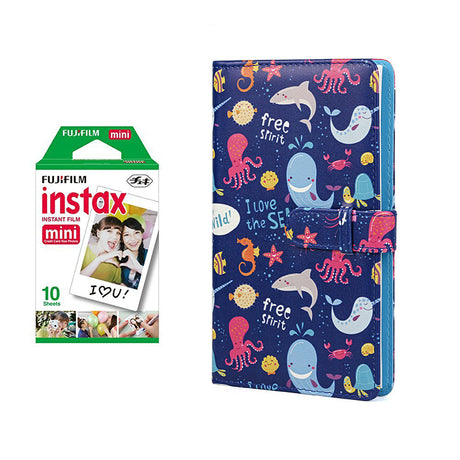 Fujifilm Instax Mini 10X1 Instant Film With 96-Sheets Album For Mini Film (3 inch) Sea Shell