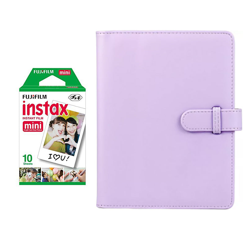 Fujifilm Instax Mini 10X1 Instant Film With Compatible 128 Pockets Mini Photo Album Lilac purple