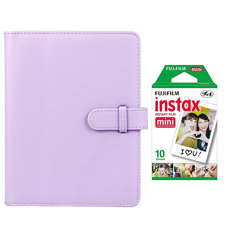 Fujifilm Instax Mini 10X1 Instant Film With Compatible 128 Pockets Mini Photo Album Lilac purple