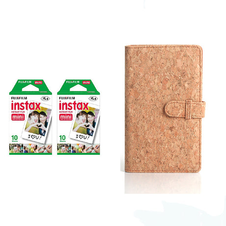 Fujifilm Instax Mini 10X2 Instant Film With 96 pocket Album For Mini Film (3 inch) Cork Series