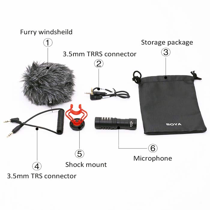 BOYA MM1 WITH BY-K1 3.5mm TRS to Lightning Adapter Cable compatible with iPhone 13 12 11 10 x 8 7 iOS Devices