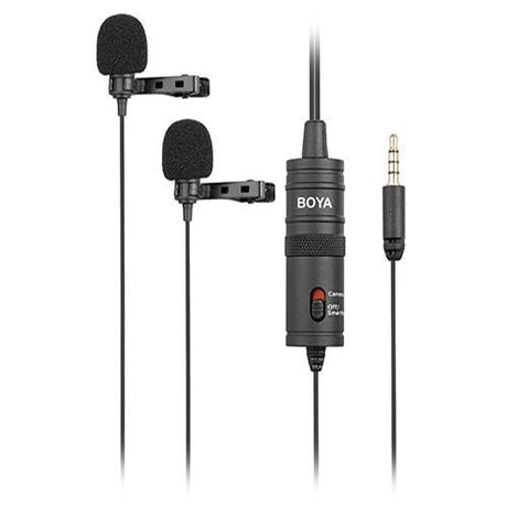 BOYA BY-M1DM Dual Lavalier Universal Microphone with a Single 1/8 Stereo Connector for Smartphones DSLR Camears Camcorders