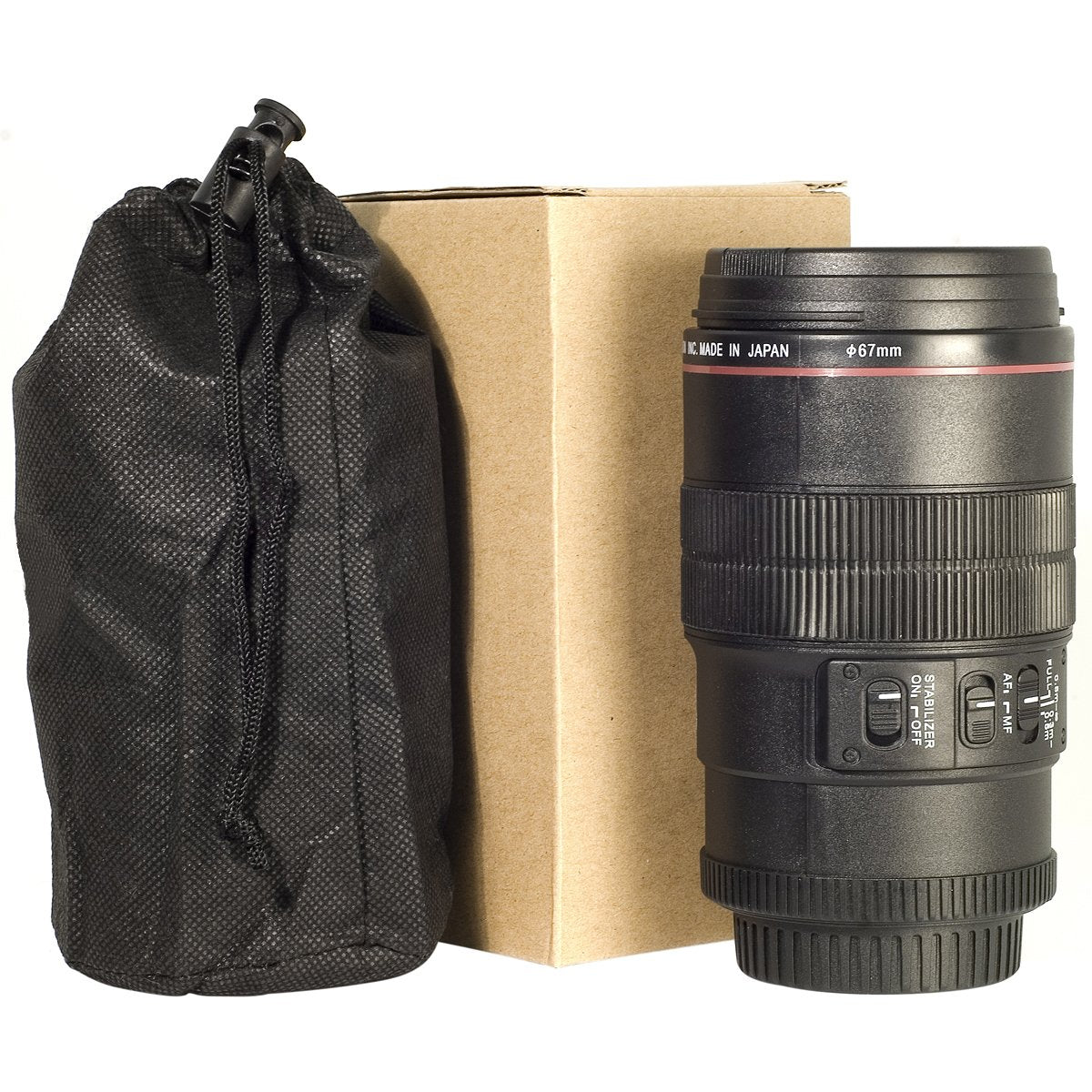 Zenko Camera Lens Cup 350ml , EF Macro 100mm Thermos Travel Coffee Mug with carry pouch
