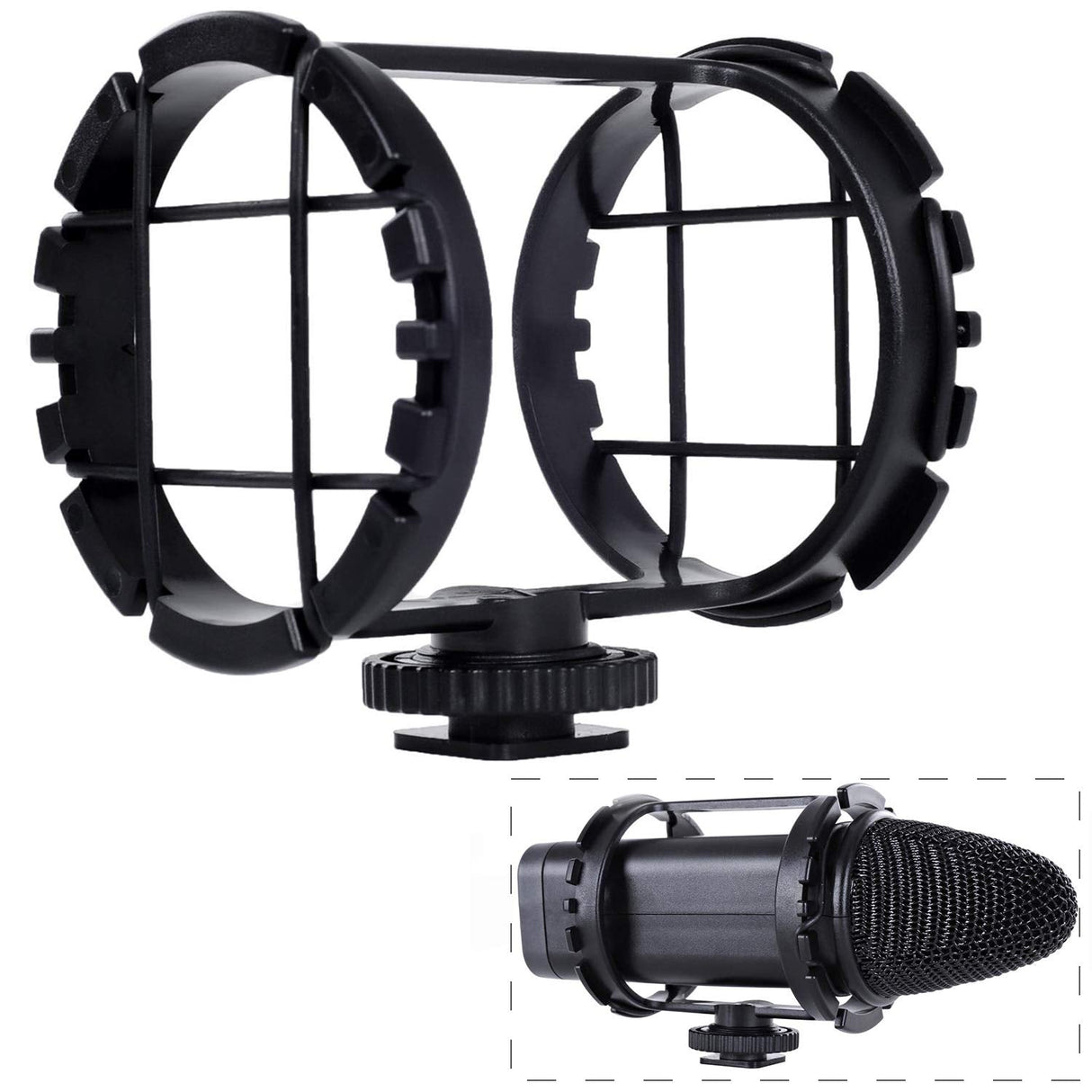 BOYA BY-C03 Camera Shoe Shockmount for Shotgun Microphones 1" to 2" in Diameter (Fits the Zoom H1)