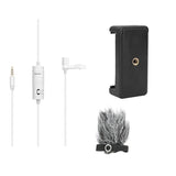 BOYA BY-M1 white with Fur-Lav and Mount2 Omnidirectional Lavalier Condenser Microphone