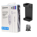 BOYA BY-M1 white with Fur-Lav and Mount3 Omnidirectional Lavalier Condenser Microphone