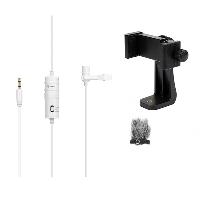 BOYA BY-M1 white with Fur-Lav and Mount5 Omnidirectional Lavalier Condenser MicrophoneBOYA BY-M1 white with Fur-Lav and Mount5 Omnidirectional Lavalier Condenser Microphone