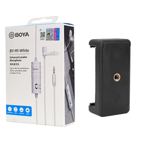 BOYA BY-M1 white with Mount2 Omnidirectional Lavalier Condenser Microphone