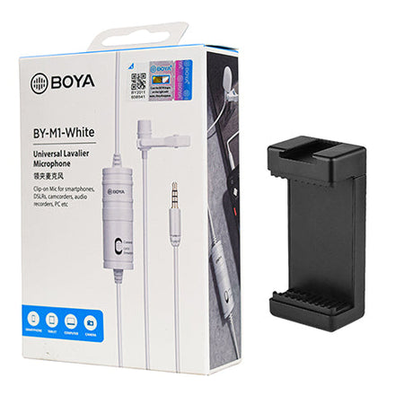 BOYA BY-M1 white with Mount3 Omnidirectional Lavalier Condenser Microphone