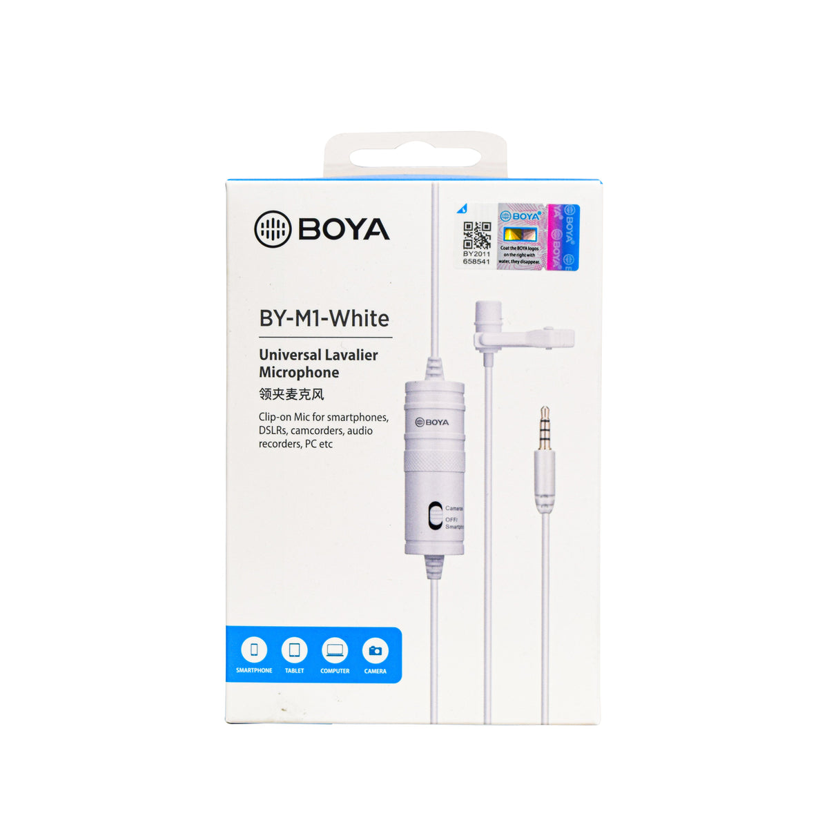 BOYA BY-M1 white with Mount3 Omnidirectional Lavalier Condenser Microphone