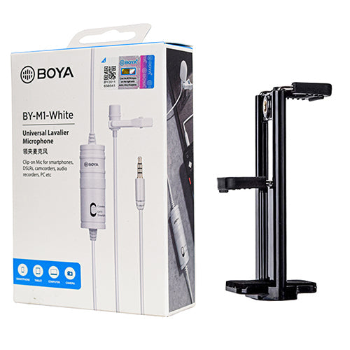 BOYA BY-M1 white with Mount4 Omnidirectional Lavalier Condenser Microphone