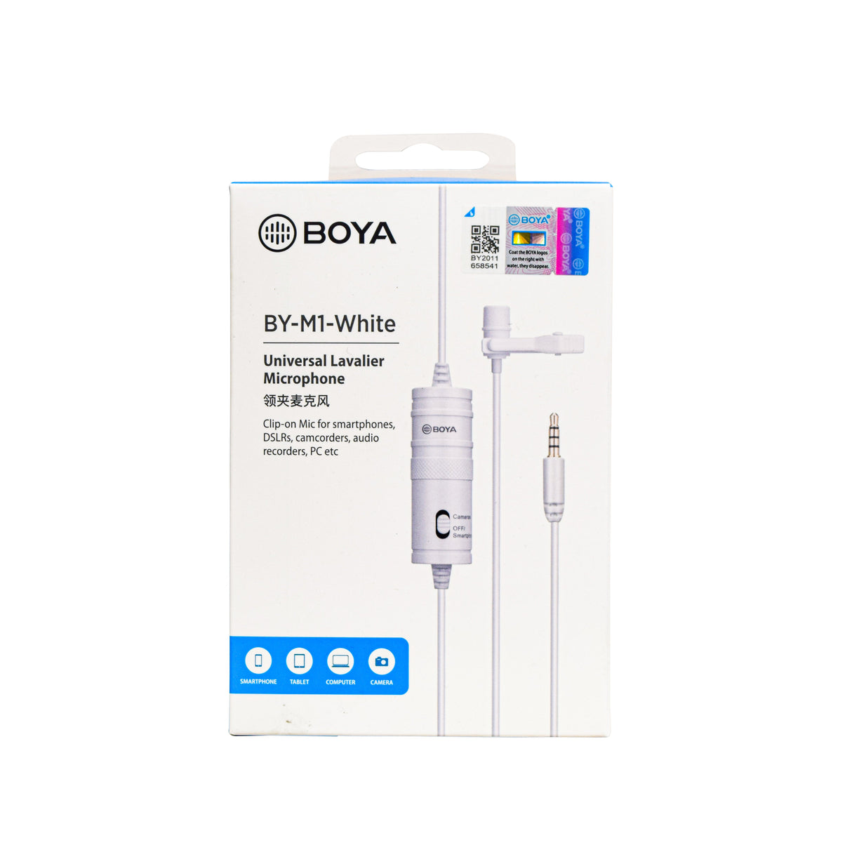 BOYA BY-M1 white with Mount4 Omnidirectional Lavalier Condenser Microphone