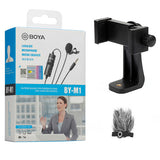 BOYA BY-M1 with Fur-Lav and Mount5 Omnidirectional Lavalier Condenser Microphone