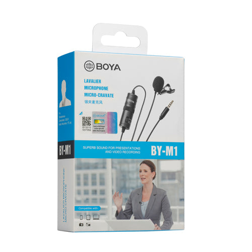 BOYA By-m1 3.5mm Electret Condenser Microphone with 1/4" Adapter for Smartphones, DSLR, Camcorders Microphone