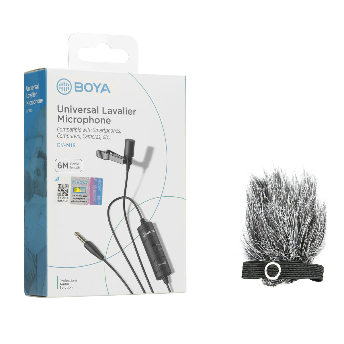 BOYA BY M1S with Fur Lav Omnidirectional Lavalier Microphone