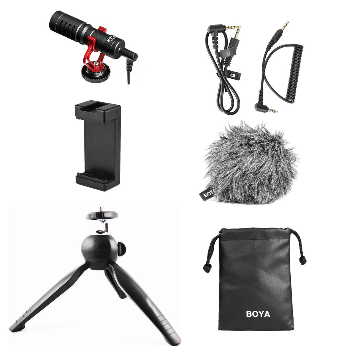 BOYA BY-MM1 with Mini Tripod and Mount 3 Universal Cardiod Shotgun Microphone