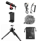 BOYA BY-MM1 with Mini Tripod and Mount 3 Universal Cardiod Shotgun Microphone