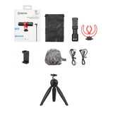 BOYA BY-MM1+ with Mini Tripod and Mount 3 Super-Cardioid Shotgun Microphone