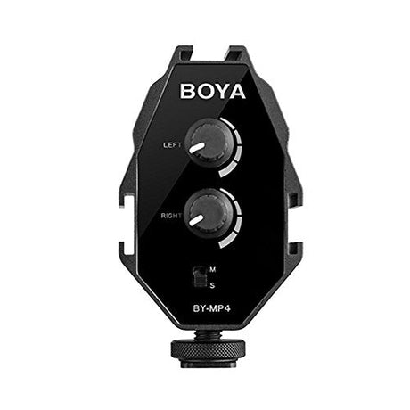 BOYA BY-MP4 2-channel Mono Stereo Mode Audio Adapter for Canon Nikon Sony Panasonic Digital SLR DSLR Camera Camcorder Smartphone