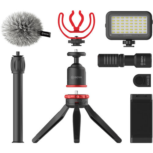BOYA BY-VG350 Ultimate smartphone video kit Plus with BY-MM1+ Mic, LED Light, and Accessories